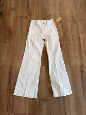 Michael Kors White High-Rise Wide-Leg Jeans